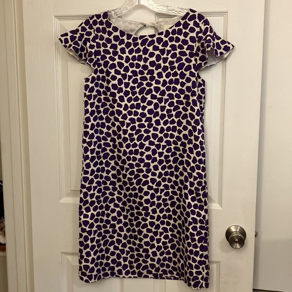 Kate Spade silk mini dress with keyhole back. Purple and white. Size 00
